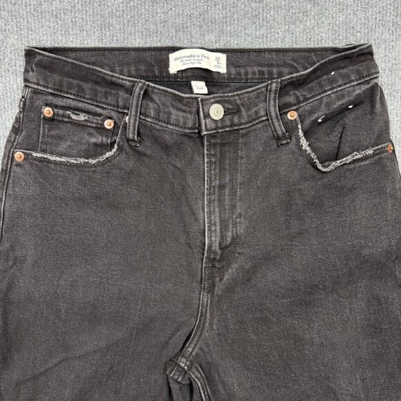 Abercrombie Fitch Curve Love Ultra High Rise Black Jean Goth Grunge 29 8 X Short - Picture 3 of 14